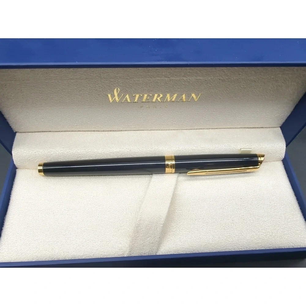 Vintage Ballpoint Pen Waterman Black Lacquer - Gold Trim Finish - Read